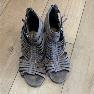 Strappy Cutout Gladiator Heels - Gray Not Rated size 8.5